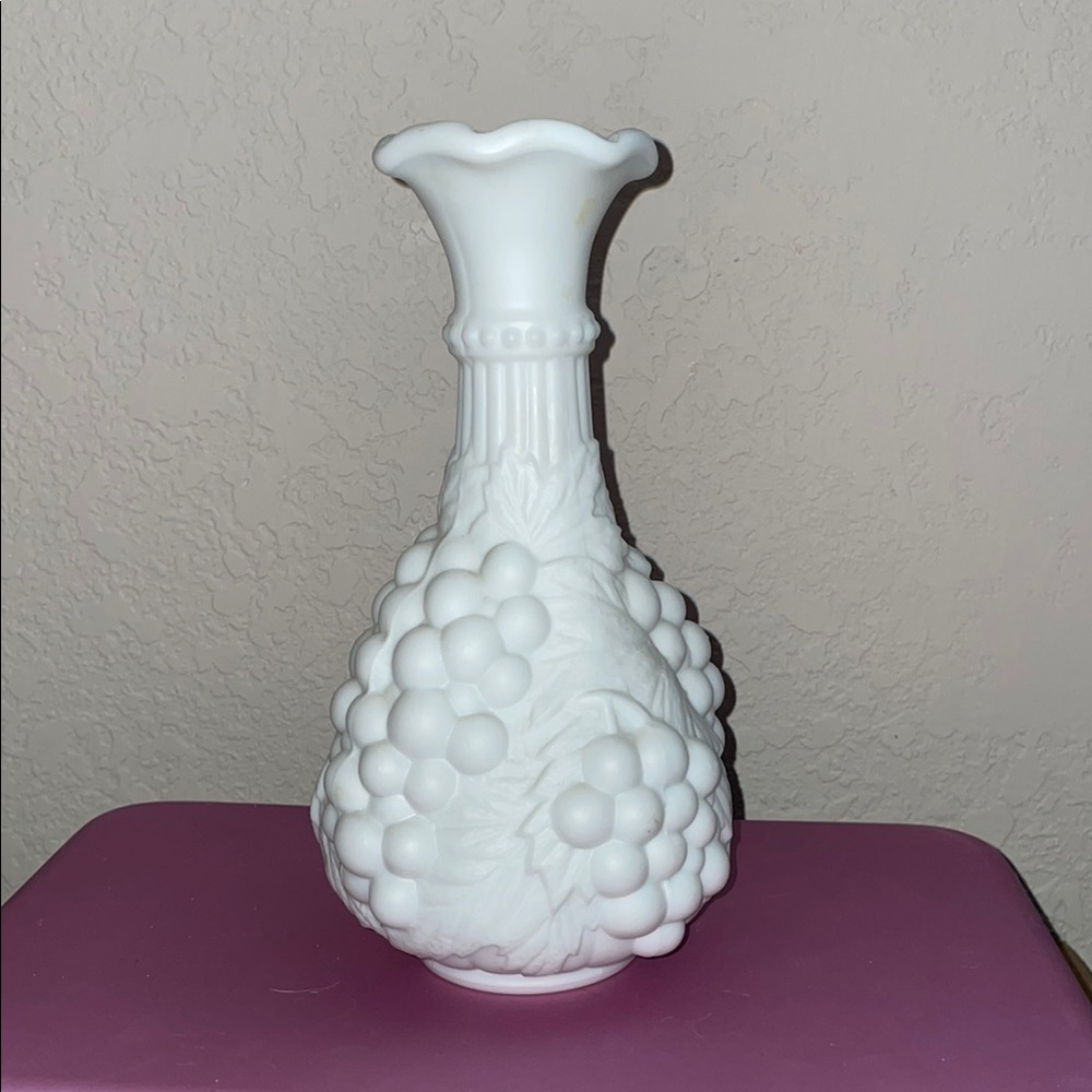 1950s Imperial Grapes motif Milk Glass Decanter/Bottle vase